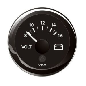 Veratron 52 Mm (2-1/16") Viewline Voltmeter - 8 To16v - Black Dial & Bezel