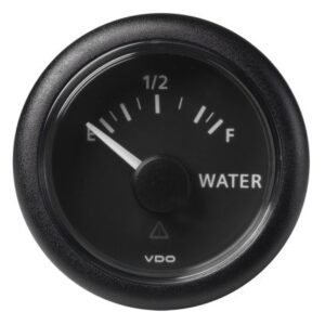 Veratron 52mm (2-1/16") Viewline Fresh Water Resistive - Empty/Full - 3 To180 Ohm - Black Dial & Round Bezel
