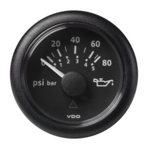 Veratron 52mm (2-1/16") Viewline Oil Pressure Gauge 80 Psi/5 Bar - Black Dial & Round Bezel