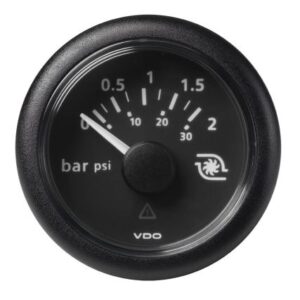 Veratron 52mm (2-1/16") Viewline Boost Pressure Gauge 2 Bar/30 Psi - Black Dial & Round Bezel