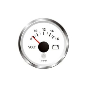 Veratron 52 Mm (2-1/16") Viewline - Voltmeter 8 To 16v - White W/Chrome Bezel