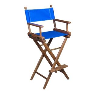 Whitecap Captain'S Chair W/Blue Seat Covers - Teak