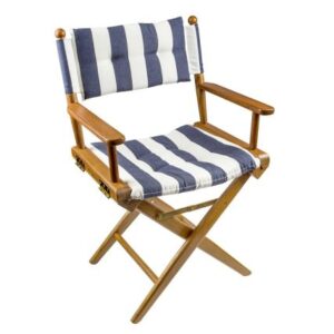 Whitecap Director'S Chair W/Navy & White Cushion - Teak