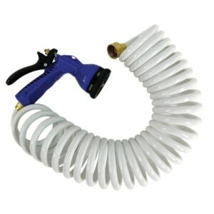 Whitecap 50' White Coiled Hose W/Adjustable Nozzle