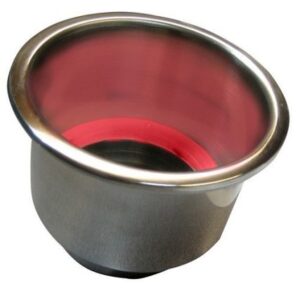 Whitecap Flush Mount Cup Holder W/Red Led Light - Stainless Steel
